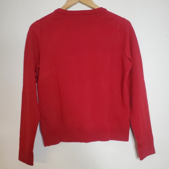 Banana Republic Extra Fine Merino Wool Women Sweater Cardigan Size M Red Stretch - Picture 9 of 9